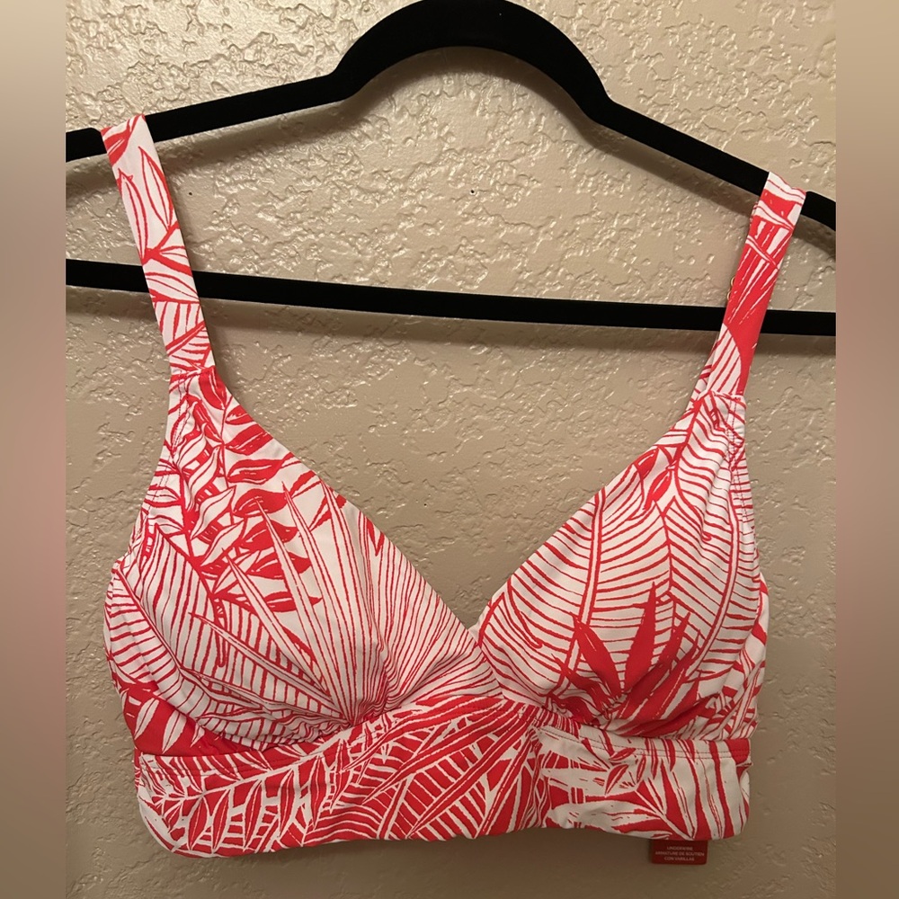Jantzen Red & White Print Bikini Top NWT Size 10